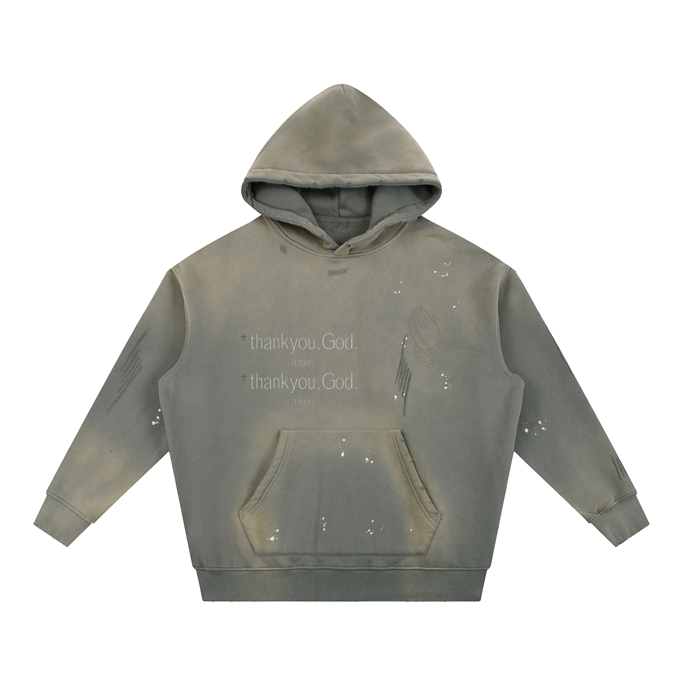 Thank You God Amen Double - Grey Hoodie
